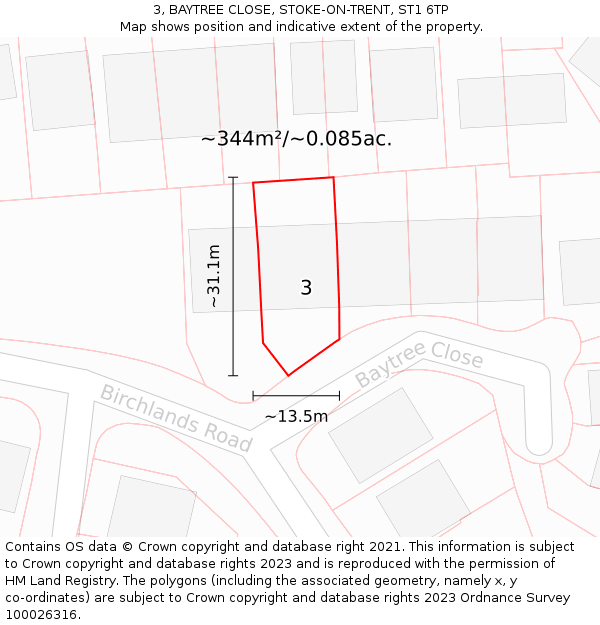 3, BAYTREE CLOSE, STOKE-ON-TRENT, ST1 6TP: Plot and title map