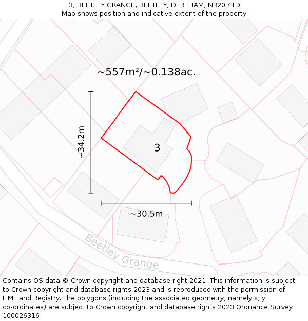 3, BEETLEY GRANGE, BEETLEY, DEREHAM, NR20 4TD: Plot and title map