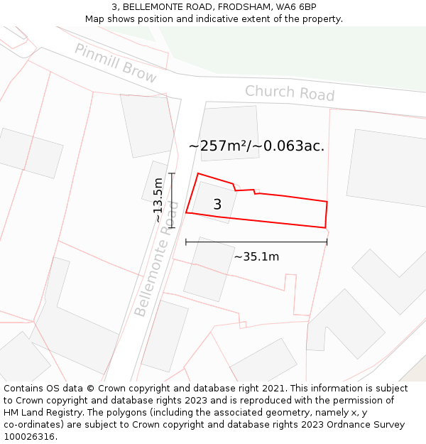 3, BELLEMONTE ROAD, FRODSHAM, WA6 6BP: Plot and title map