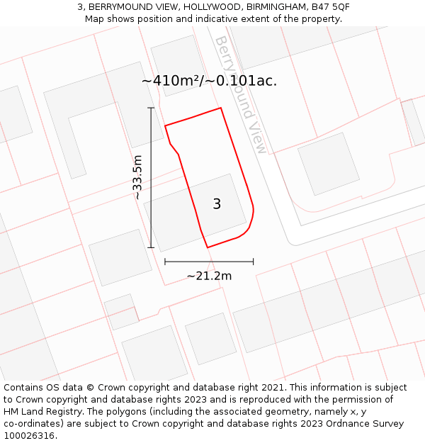 3, BERRYMOUND VIEW, HOLLYWOOD, BIRMINGHAM, B47 5QF: Plot and title map