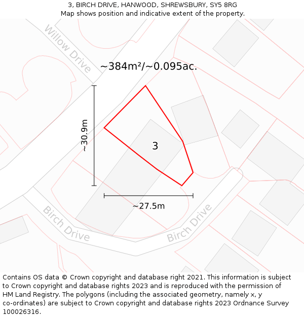 3, BIRCH DRIVE, HANWOOD, SHREWSBURY, SY5 8RG: Plot and title map