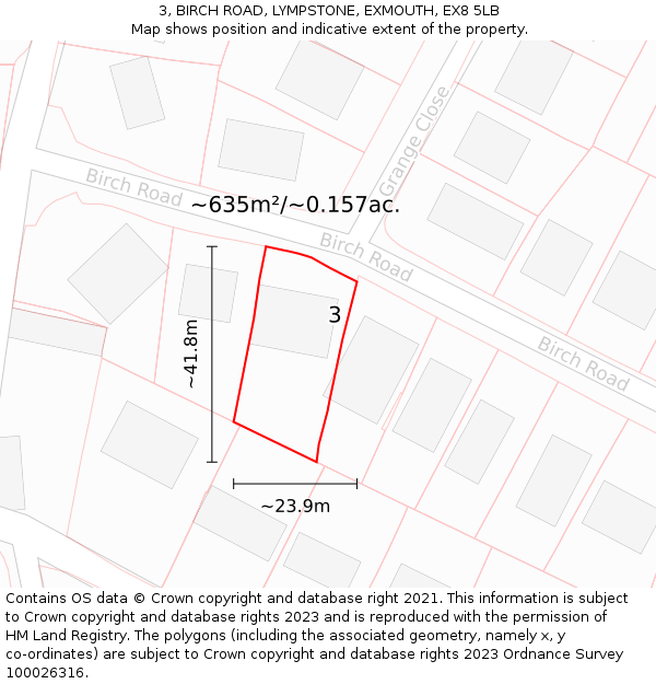 3, BIRCH ROAD, LYMPSTONE, EXMOUTH, EX8 5LB: Plot and title map