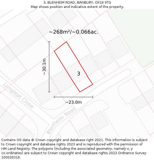 3, BLENHEIM ROAD, BANBURY, OX16 9TQ: Plot and title map