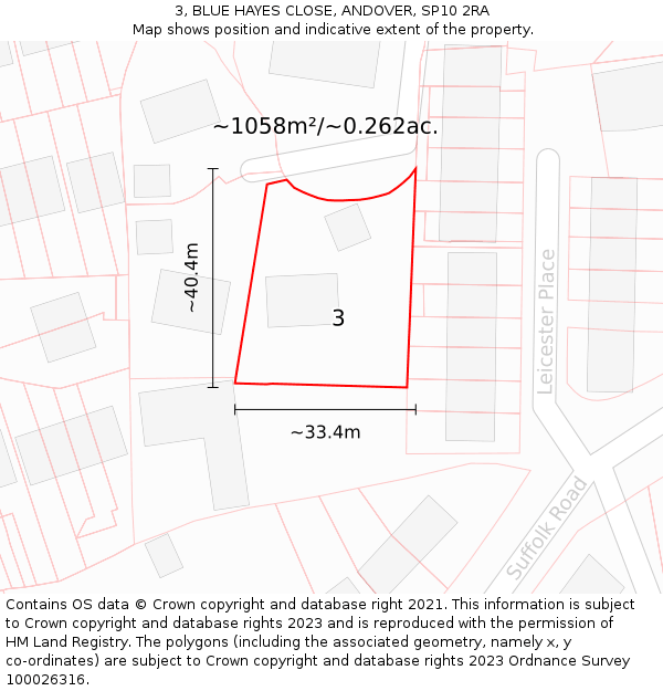 3, BLUE HAYES CLOSE, ANDOVER, SP10 2RA: Plot and title map