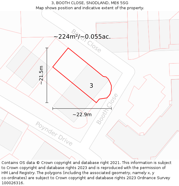 3, BOOTH CLOSE, SNODLAND, ME6 5SG: Plot and title map