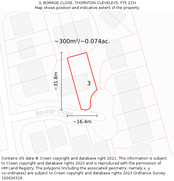 3, BORAGE CLOSE, THORNTON-CLEVELEYS, FY5 2ZH: Plot and title map