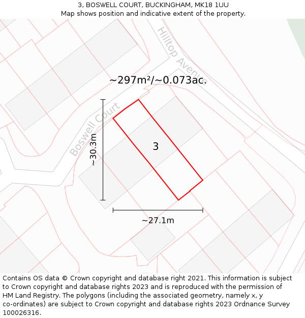 3, BOSWELL COURT, BUCKINGHAM, MK18 1UU: Plot and title map