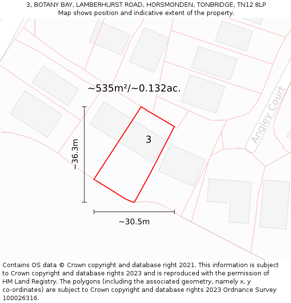 3, BOTANY BAY, LAMBERHURST ROAD, HORSMONDEN, TONBRIDGE, TN12 8LP: Plot and title map