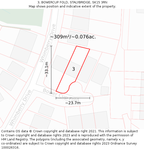 3, BOWERCUP FOLD, STALYBRIDGE, SK15 3RN: Plot and title map