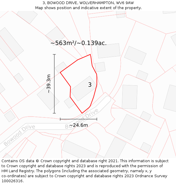 3, BOWOOD DRIVE, WOLVERHAMPTON, WV6 9AW: Plot and title map