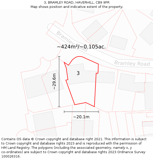 3, BRAMLEY ROAD, HAVERHILL, CB9 9PR: Plot and title map