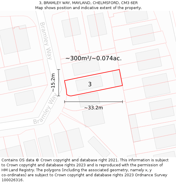 3, BRAMLEY WAY, MAYLAND, CHELMSFORD, CM3 6ER: Plot and title map