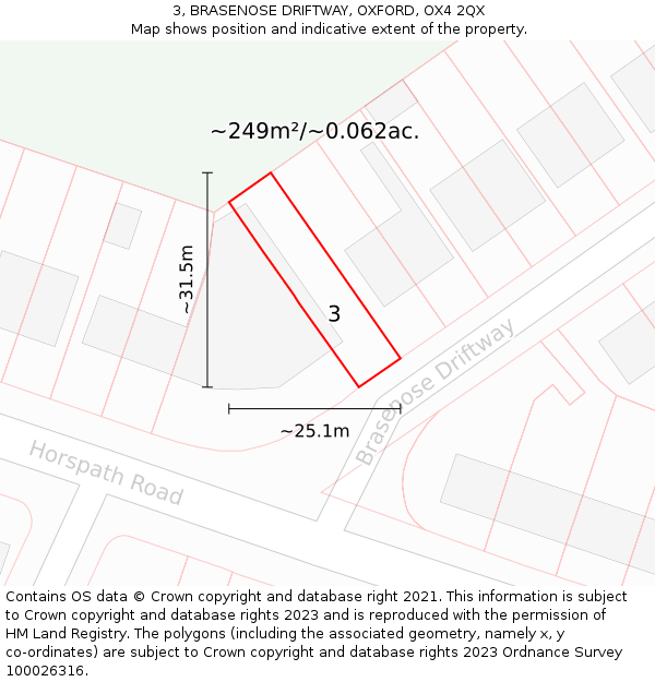 3, BRASENOSE DRIFTWAY, OXFORD, OX4 2QX: Plot and title map