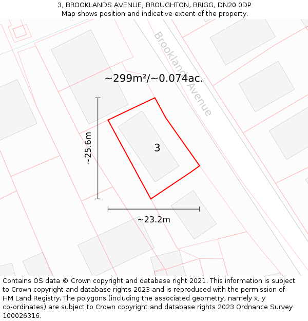 3, BROOKLANDS AVENUE, BROUGHTON, BRIGG, DN20 0DP: Plot and title map