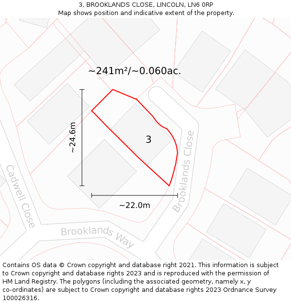 3, BROOKLANDS CLOSE, LINCOLN, LN6 0RP: Plot and title map