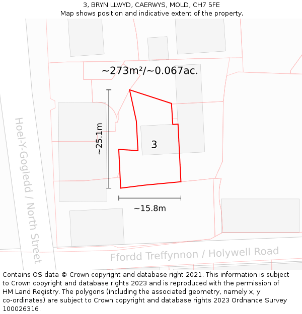 3, BRYN LLWYD, CAERWYS, MOLD, CH7 5FE: Plot and title map