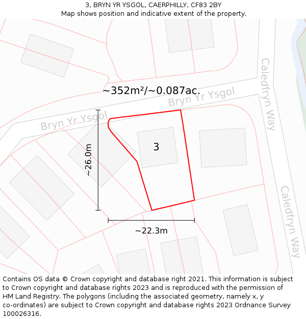 3, BRYN YR YSGOL, CAERPHILLY, CF83 2BY: Plot and title map