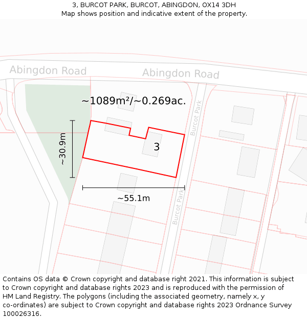 3, BURCOT PARK, BURCOT, ABINGDON, OX14 3DH: Plot and title map