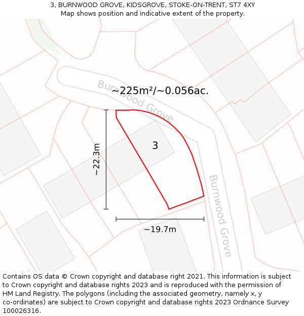 3, BURNWOOD GROVE, KIDSGROVE, STOKE-ON-TRENT, ST7 4XY: Plot and title map