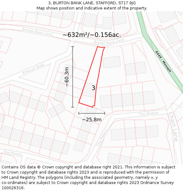 3, BURTON BANK LANE, STAFFORD, ST17 9JG: Plot and title map