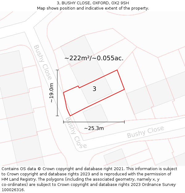 3, BUSHY CLOSE, OXFORD, OX2 9SH: Plot and title map