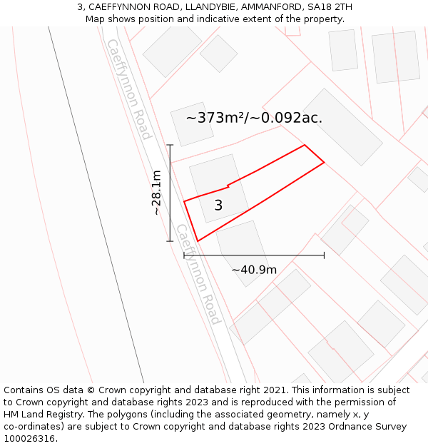 3, CAEFFYNNON ROAD, LLANDYBIE, AMMANFORD, SA18 2TH: Plot and title map