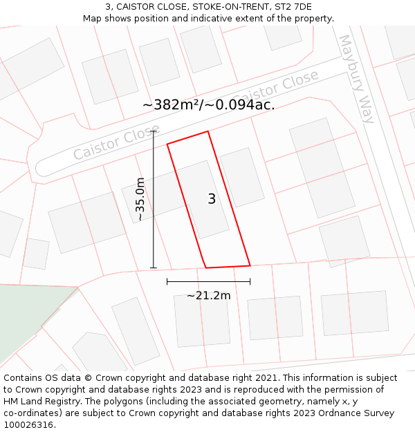 3, CAISTOR CLOSE, STOKE-ON-TRENT, ST2 7DE: Plot and title map