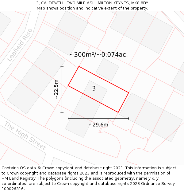 3, CALDEWELL, TWO MILE ASH, MILTON KEYNES, MK8 8BY: Plot and title map