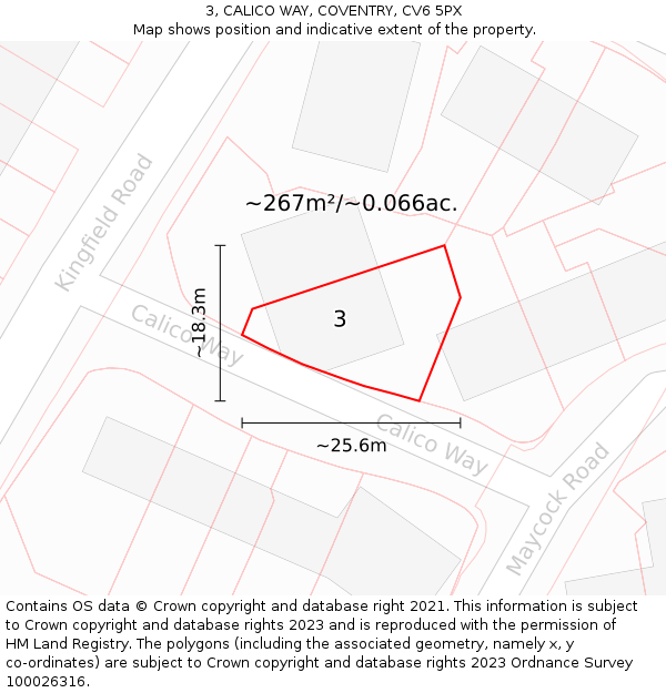 3, CALICO WAY, COVENTRY, CV6 5PX: Plot and title map