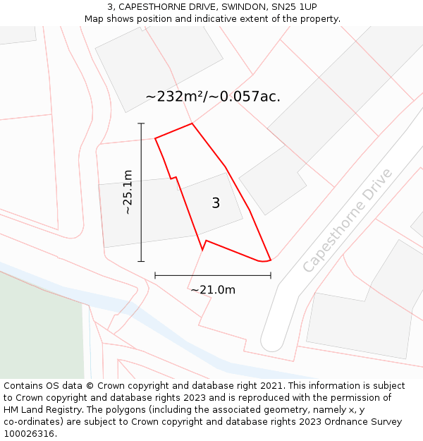 3, CAPESTHORNE DRIVE, SWINDON, SN25 1UP: Plot and title map