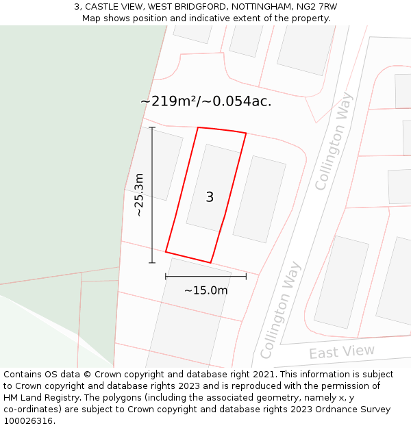 3, CASTLE VIEW, WEST BRIDGFORD, NOTTINGHAM, NG2 7RW: Plot and title map