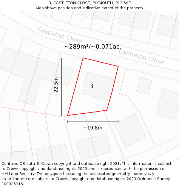 3, CASTLETON CLOSE, PLYMOUTH, PL3 5AE: Plot and title map