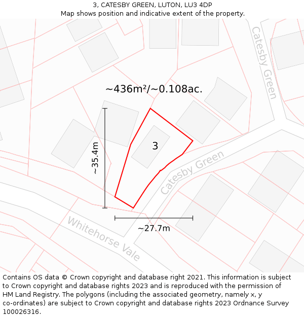 3, CATESBY GREEN, LUTON, LU3 4DP: Plot and title map