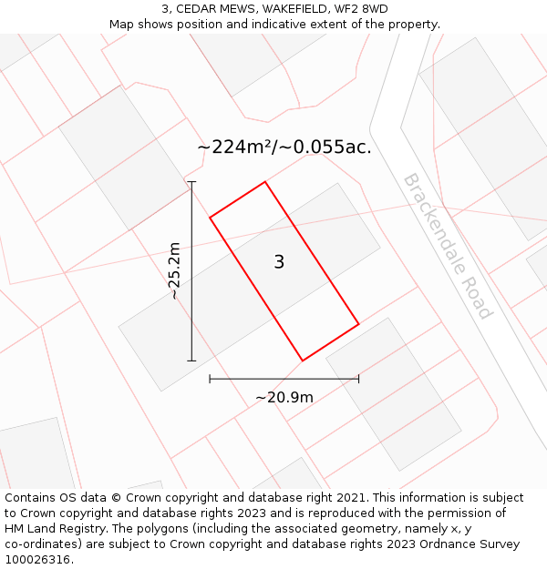 3, CEDAR MEWS, WAKEFIELD, WF2 8WD: Plot and title map