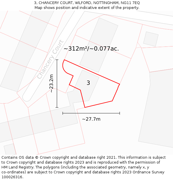 3, CHANCERY COURT, WILFORD, NOTTINGHAM, NG11 7EQ: Plot and title map