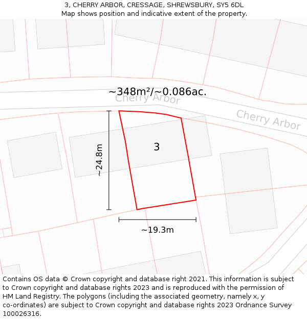 3, CHERRY ARBOR, CRESSAGE, SHREWSBURY, SY5 6DL: Plot and title map