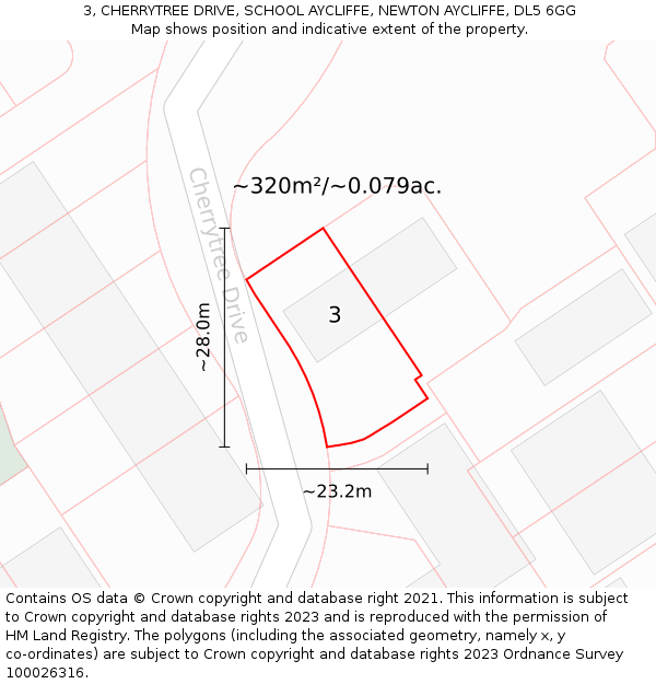 3, CHERRYTREE DRIVE, SCHOOL AYCLIFFE, NEWTON AYCLIFFE, DL5 6GG: Plot and title map