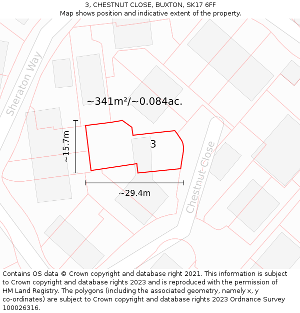 3, CHESTNUT CLOSE, BUXTON, SK17 6FF: Plot and title map