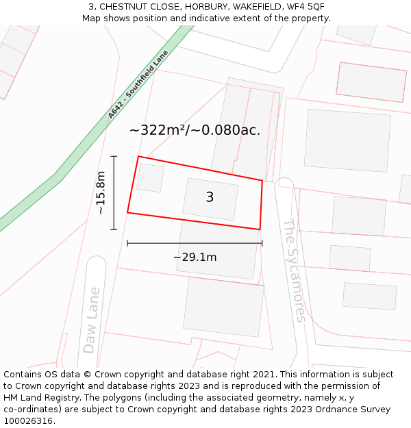 3, CHESTNUT CLOSE, HORBURY, WAKEFIELD, WF4 5QF: Plot and title map