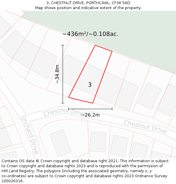 3, CHESTNUT DRIVE, PORTHCAWL, CF36 5AD: Plot and title map