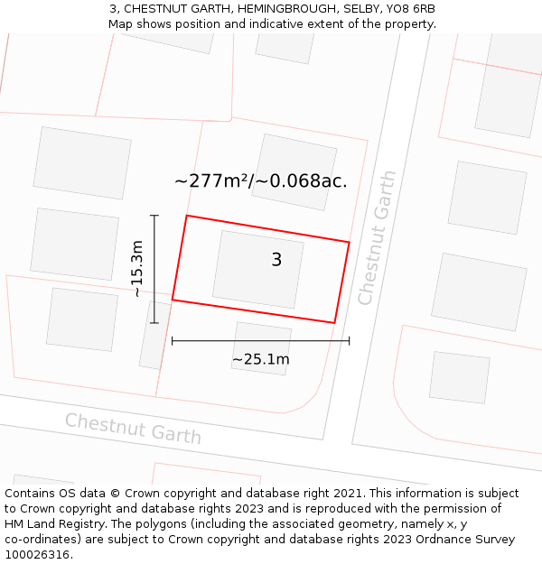 3, CHESTNUT GARTH, HEMINGBROUGH, SELBY, YO8 6RB: Plot and title map