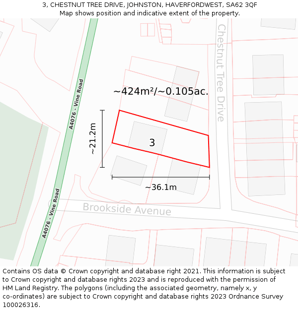 3, CHESTNUT TREE DRIVE, JOHNSTON, HAVERFORDWEST, SA62 3QF: Plot and title map