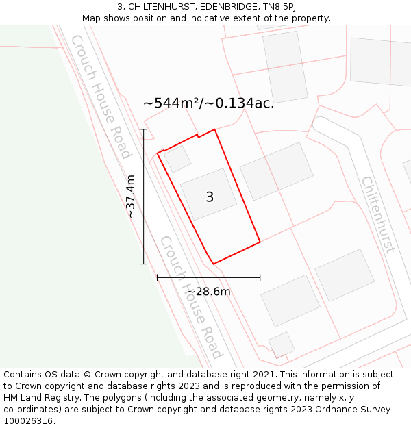 3, CHILTENHURST, EDENBRIDGE, TN8 5PJ: Plot and title map