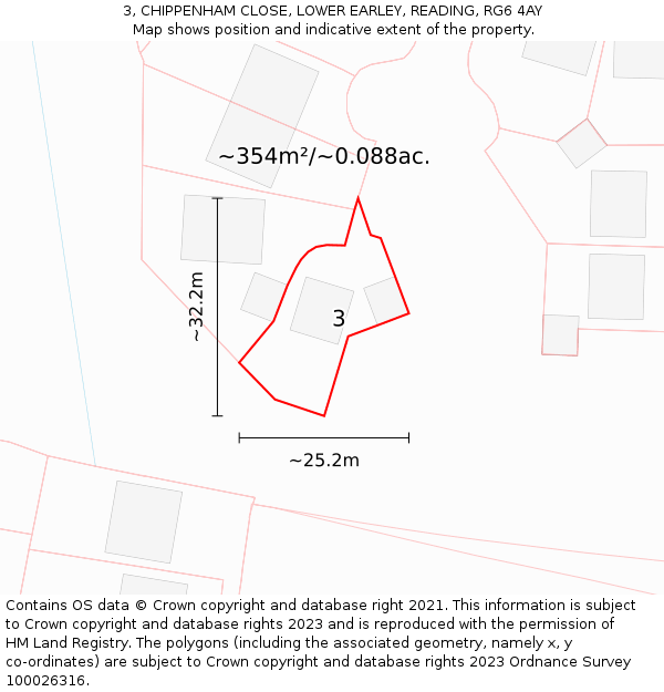 3, CHIPPENHAM CLOSE, LOWER EARLEY, READING, RG6 4AY: Plot and title map