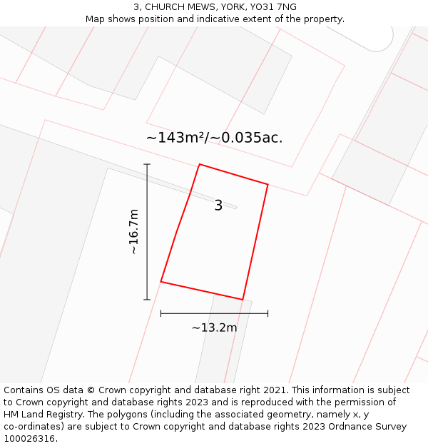 3, CHURCH MEWS, YORK, YO31 7NG: Plot and title map