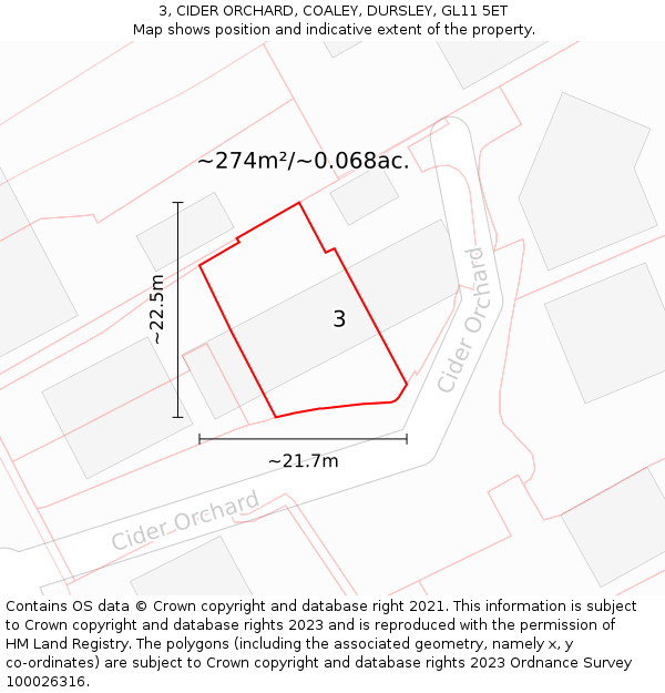 3, CIDER ORCHARD, COALEY, DURSLEY, GL11 5ET: Plot and title map