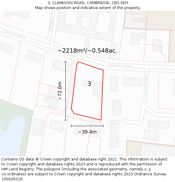 3, CLARKSON ROAD, CAMBRIDGE, CB3 0EH: Plot and title map