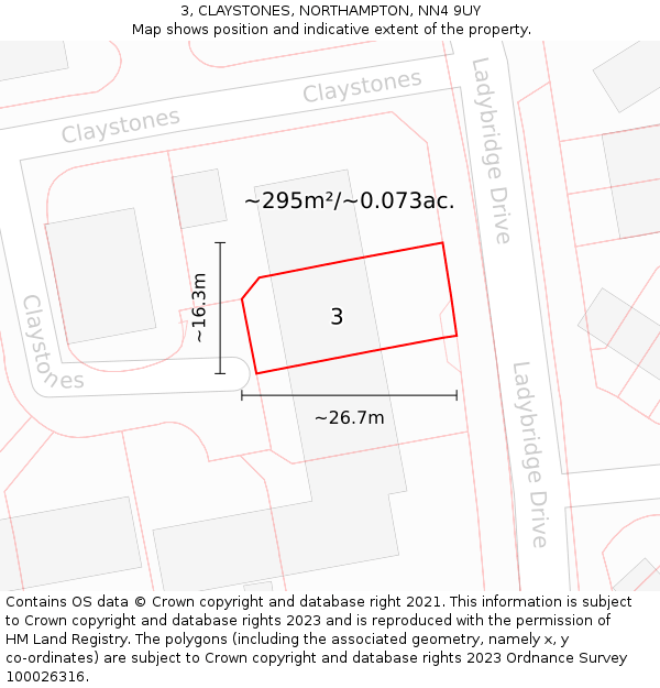 3, CLAYSTONES, NORTHAMPTON, NN4 9UY: Plot and title map