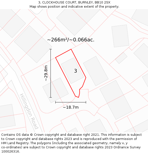 3, CLOCKHOUSE COURT, BURNLEY, BB10 2SX: Plot and title map