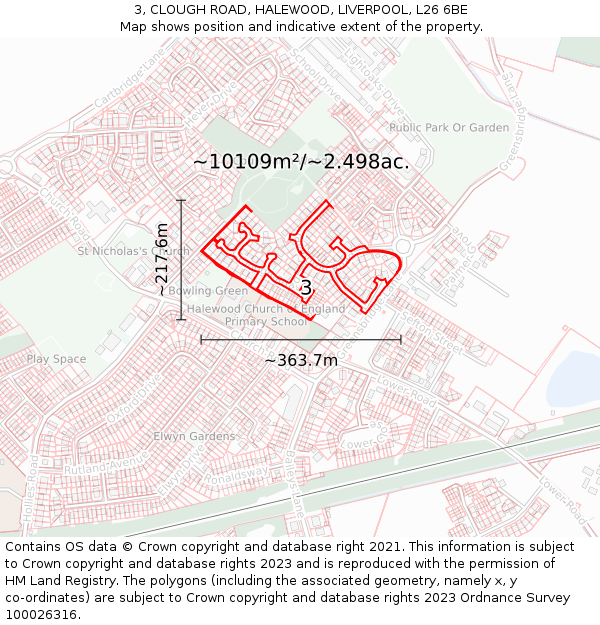 3, CLOUGH ROAD, HALEWOOD, LIVERPOOL, L26 6BE: Plot and title map